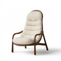 Sillón con respaldo alto acolchado y brazos curvos - beige/marrón