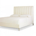 Cama con cabecero acolchado de paneles - beige