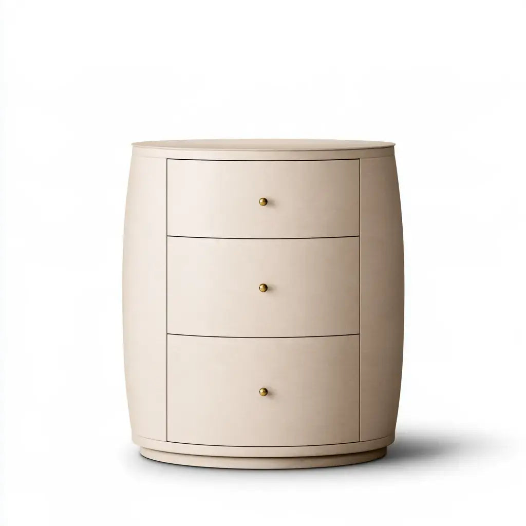 Cómoda con tres cajones de cuerpo curvo - beige