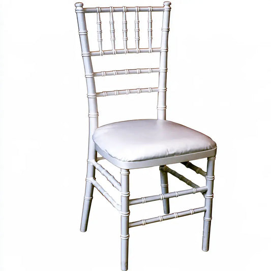 Silla con respaldo de barrotes y asiento claro - plateado/blanco - recycledbenchco