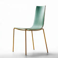 Silla con respaldo alto y patas finas - verde/dorado